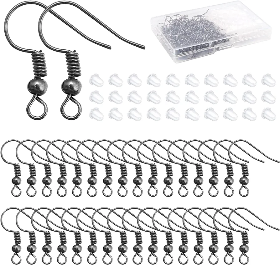 150 PCS/50 Pairs or 300 PCS/100 Pairs Earring Hooks, 925 Sterling Silver  Hypoallergenic Earring Hooks for Jewelry Making, Upgraded Premium Earring  Making kit, Earring Making Supplies with Earring Backs and Jump  Rings(Silver,Gold)