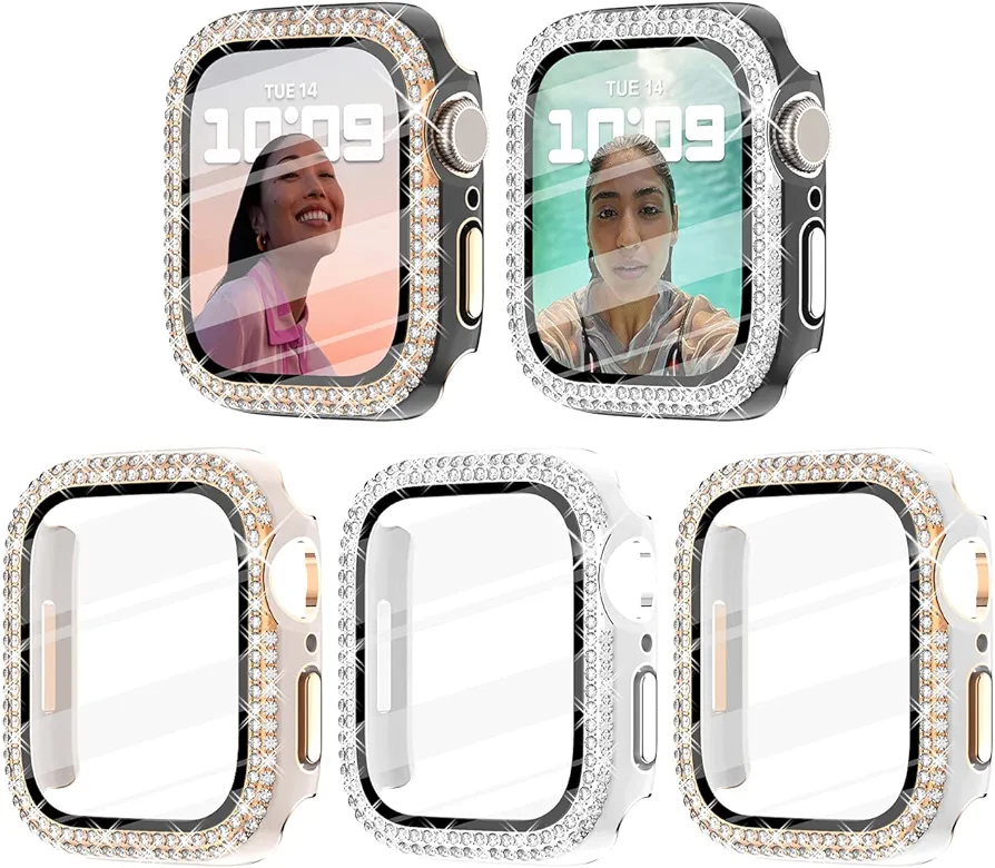 Surace 45mm Case Compatible with Apple Watch Series 9 Series 8 Series 7,  Bling Case with Over 400 Crystal Diamonds Protective Cover Bumper  Compatible